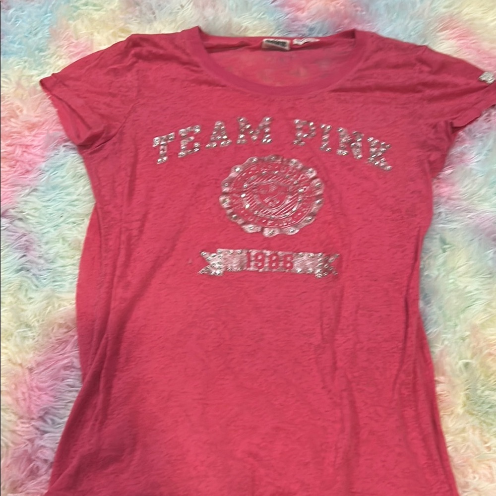 Vintage PINk light weight tshirt bling